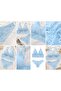 Women's Light Blue Floral Patterned Lace Bra Panty Underwear Set - 5