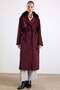 Oversize Detachable Fur Low-Sleeve Coat Mürdüm 3178