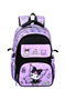 Lilac-Black Leather Printed School Princes Kuromi Elementary School Backpack, Thermal Lunch Bag and Pencil Case Bag - 4