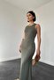 Khaki Sleeveless Crew Neck Dress - 2