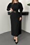 Black Sleeveless Pleated Belted Dress - 3