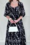 Black Buttoned Embroidered Dress - 3