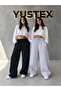 2-Piece Women's Wide-Leg Sweatpants (Black and Grey) Comfortable Fit with Pockets and Drawstring Waist