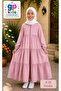 Ki̇ds 3-Layer Gathered Children's Robe – Comfortable Cut Hijab Children's Dress Pink