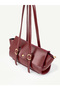 Yennefer Burgundy Belt Buckle Detailed Rectangular Baguette Handbag & Shoulder Bag - 5