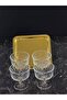 5-Piece Gold Vellora Glass Bowl Set – Crystal Patterned Ice Cream and Dessert Bowl with Square Tray - 7