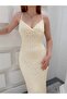Women's Yellow Deep V-Neck Rope Strap Lace Maxi Dress Elt7252 - 3