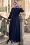 Ayrobin Dress with Fold Detail on the Front Navy Blue Hm2951 - 4