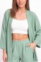 Women's Wrinkled Fabric Comfortable Fit Double Kimono Set with Shorts - 7