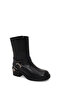 Women's Black Zippered Thick Heeled Leather Boots Wf190060Dv - 7