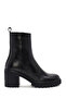 Women's Black Heeled Zippered Leather Boots Wf180007Df