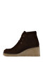 Women's Brown Lace-Up Wedge Heeled Suede Leather Boots Af170023Ds - 3