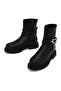Women's Black Zippered Thick Soled Leather Boots Wf190074Dv - 4