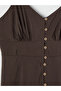 Brown Heart Collar Rope Strap Modal Blend Dress - 7
