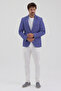 Galdino Men's Dark Cobalt Blue Self-Patterned Slim Fit Mono Collar Sports Blazer Jacket - 3