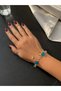 Blue Agate Natural Stone Gold Bracelet with Mussel and Heart Charm Detail - 4