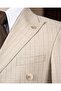 Slim Fit Double-Breasted Pointed Collar Flap Pocket Striped Men's Suit Beige T20142-09 - 4