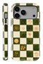 iPhone 17 Pro Olive Checker Double Layer Full Covering Printing Glossy Protect Phone Case