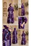 Authentic Pattern Long-Sleeved Buttoned Plus Size Viscose Dress - 3
