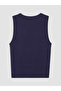 Navy Blue Crew Neck Women's Knitwear Tank Top - 6
