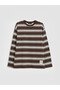 Özmarka New Season Ecru Crew Neck Striped Women's Sweatshirt - 5