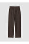 Özmarka New Season Brown Women's Trousers with Elastic Waist - 7