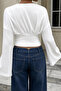 V-Neck Wide Sleeve Gathered Blouse - 5