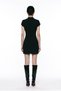 Lace-Trimmed Mini Dress with Tie Collar in Black - 5