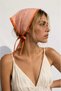 Betty Bands Women's Orange White Striped Triangle Bandana Cotton Ribbed Tie Scarf Shawl Hair Accessory