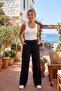 Women's Loose Fit Black Linen Pants - 2