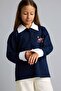 School Printed Thick Fabric Long Sleeve Polo T-Shirt Girls I1642A826Au