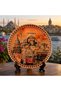25 cm large size istanbul themed copper coffee presentation tray and decorative plate - handcrafted - 4