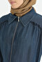 Ruffle Detailed Lyocell Robe - Indigo - 3
