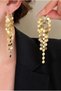 Sequin Dangle Women's Gold Earrings with Chain Trendy Steel Look Bujiteri Earrings Stylish Daily Jewelry