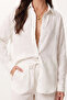 Embroidered Muslin Shirt Shorts Set Lax0014 White - 4