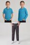 Boys' School Turquoise Long and Short Sleeve Polo Collar T-Shirt Smoked Ribbed Waist Pants 3-Piece Top and Bottom Set