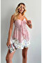 Women's Pink Strappy Lace Blouse 0030