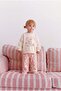 Girl's Rabbit Printed Sweatshirt and Strawberry Patterned Checkered Sweatpants Set
