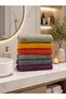 Set of 6 Tasseled Jacquard Avant-Garde Hand & Head Towels |   50X90 cm |   Cotton Ultra Absorbent |   Gift Dowry Box |   Orange - Purple - Water Green - Gray - Mustard - Blue - 7