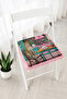 Leopard Figured Retro Kitchen Themed Floral Patterned Fringed Zippered Chair Cushion - Patchwork Tufted Cushion - 2