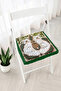 Fringed Zippered Chair Cushion with Tropical Leaf and White Leopard Figure - Patchwork Kitchen Decoration