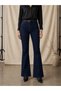 Florina Women's Dark Blue High Waist Lycra Spanish Flare Jeans