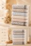 Soft Damask Fringed 6-Piece Cotton Towel Set |   Soft Textured Dowry Hand-Face Towel - 4
