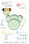 Monkey Figured Feeding Set - 4-Compartment Baby Food Bowl with Spoon and Fork, Green - 3