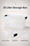 3 Pieces 30Lt Elora Storage Box - Cabinet Organizer Lockable Lid Organizer Multi-Purpose Box Transparent - 3