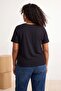 Siyah-Beyaz- Kahverengi 3'lü Paket Regular Fit V Yaka Büyük Beden T-shirt TBBSS26BF00031 - 2