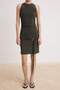 Khaki Plain Bodycon Degaje Collar Sleeveless Accessory Detail Midi Stretchy Knitted Dress Twoss26El00363 - 3