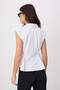 Beyaz-Çok Renkli Çizgili Peplum Detaylı Bele Oturan Gömlek TWOSS26GO00209 - 4