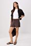 Brown Soft Buttoned Mini Shorts with Tie Detail & Bermuda Shorts Twoss26Sr00234
