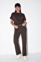 Brown Striped Piqué Modal Comfortable Fabric Top and Bottom Set Tdrss26Au00019 - 2